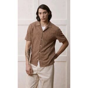 Todd Snyder Linen Cotton Jacquard Button Up Short Sleeve Shirt XL